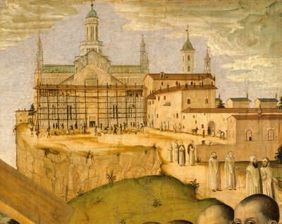 Costruzione della Certosa di Pavia, di Ambrogio da Fossano detto Bergognone (1453-1523 ca.), Italia XV secolo, dettaglio da Ambrogio da Fossano (c.1460 1523)