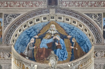 Incoronazione della Vergine Maria con Dio e lo Spirito Santo tra Francesco e Ludovico Sforza da Ambrogio da Fossano (c.1460 1523)