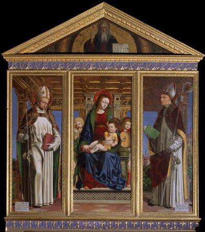Vergine e Bambino con i Santi Ugo di Avalon e Ugo di Grenoble (dipinto di Ambrogio da Fossano detto il Bergognone) da Ambrogio da Fossano (c.1460 1523)