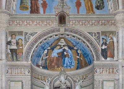 Incoronazione della Vergine Maria con Dio e lo Spirito Santo tra Francesco e Ludovico Sforza, 1500-1522 da Ambrogio da Fossano