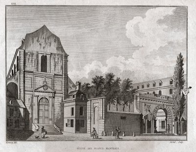 La chiesa dei Blancs Manteaux nel quartiere Marais a Parigi da Ambroise Louis Garneray
