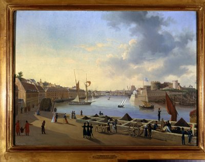 Il porto di Brest e il deposito di artiglieria - dipinto di Louis Garneray, ca. 1820 da Ambroise Louis Garneray