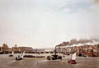 Vista del traffico fluviale sulla Senna a Rouen da Ambroise Louis Garneray