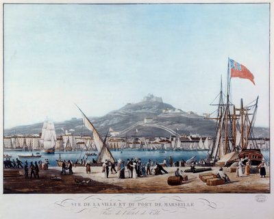 Vista del porto di Marsiglia durante la Restaurazione da Ambroise Louis Garneray