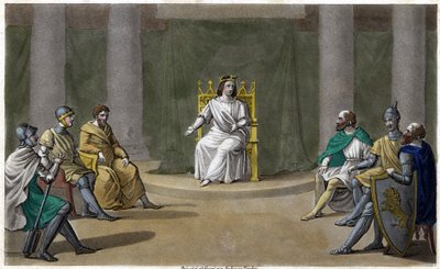 Cariberto o Chereberto, re di Parigi (561 - 567), che tiene consiglio, dove rende giustizia. Disegnato e inciso da Ambroise Tardieu nel 1825 da Ambroise Tardieu