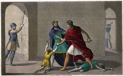 Childeberto I lascia che Clotario (Clotario) massacri i figli del loro fratello Clodomiro, re di Orleans, i cui stati si dividono. Inciso da Ambroise Tardieu nel 1825. da Ambroise Tardieu