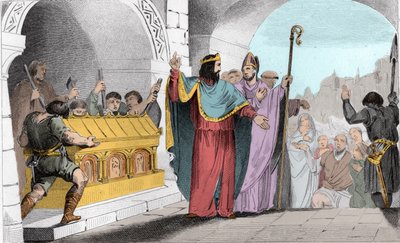 Clodoveo II (635-657) vende argento e oro dal santuario per nutrire i poveri - Clodoveo II detto "il Fannullone" per nutrire i poveri fece rimuovere le lame d