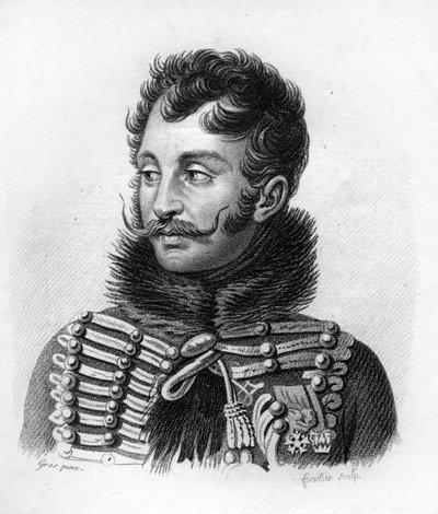 Generale Conte Antoine de Lasalle (1775-1809), ucciso a Wagram. - in "Portraits des généraux français en suite des victoires et conquêtes des français". Inciso da Ambroise Tardieu nel 1818. Collezione Stella da Ambroise Tardieu