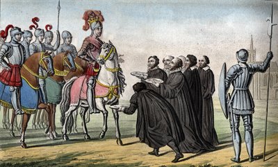 Enrico II (1519 - 1559). Alleato con i principi di Germania contro Carlo V, il cui dispotismo li aveva rivoltati, rapì Toul, Metz e Verdun, prendendo così il controllo dei Tre Vescovi nel 1552. da Ambroise Tardieu