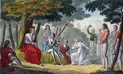 Luigi IX, noto come "San Luigi" (1214-1270) rende giustizia a tutti i suoi sudditi nel bosco di Vincennes - Disegnato e inciso da Ambroise Tardieu nel 1825 da Ambroise Tardieu
