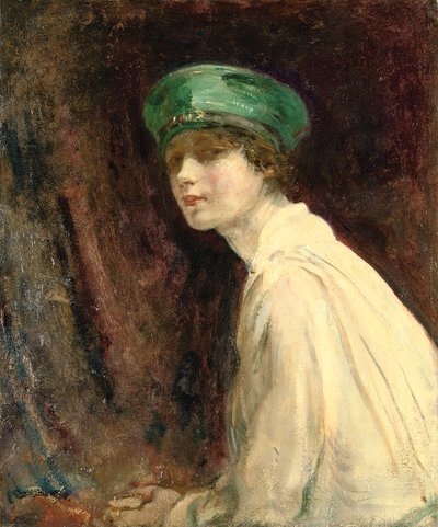 Il cappello verde, un ritratto di Mrs Claude Johnson, 1918 da Ambrose McEvoy