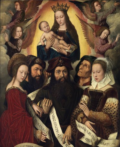 Olandese: Maria con il bambino circondata da angeli, profeti e sibille Deipara Virgo da Ambrosius Benson
