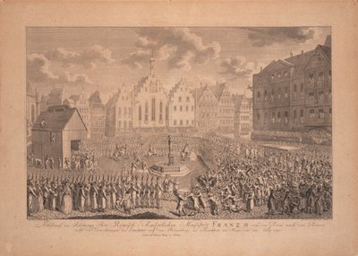 La processione di incoronazione di Francesco II dal Duomo di Francoforte a Römerberg nel luglio 1792 da Ambrosius Gabler