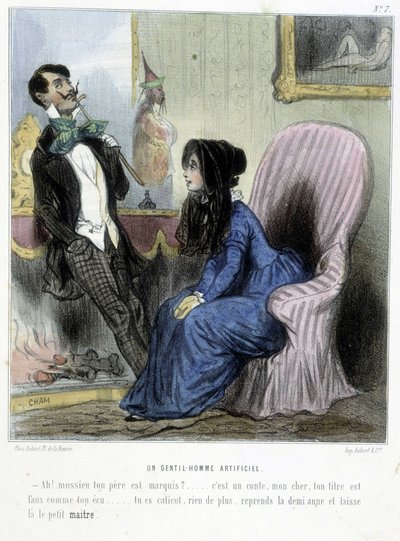 Un gentiluomo artificiale - in "Madeleines" di Cham, v.1870-1880 da Amédée de Noé