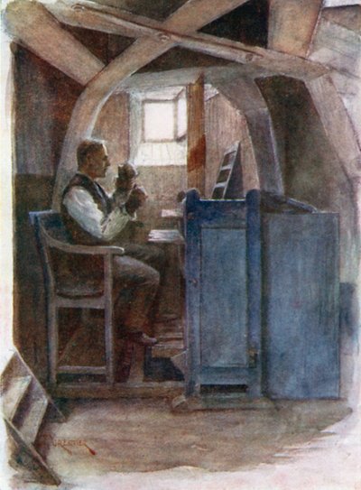 Campanaro che suona una campana (litografia a colori) da Amedee (after) Forestier