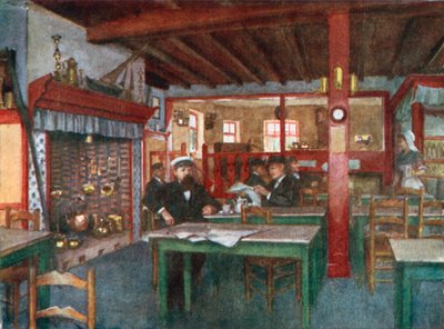 Interno di una locanda fiamminga, La Panne (litografia a colori) da Amedee (after) Forestier
