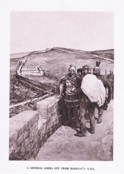 Un generale guarda oltre il Vallo di Adriano, illustrazione da Il Soldato Romano, 1928 da Amedee Forestier