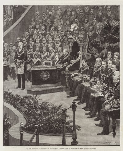 Grande raduno massonico alla Royal Albert Hall in onore del Giubileo della Regina da Amedee Forestier