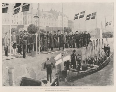 Il tour continentale di Re Edoardo, Sua Maestà saluta il Re di Svezia a Helsingborg, 20 settembre da Amedee Forestier