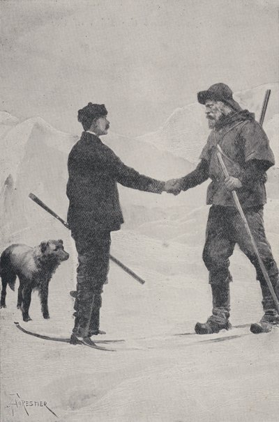 Incontro degli esploratori polari Frederick George Jackson e Fridtjof Nansen, Terra di Francesco Giuseppe, 1896 da Amedee Forestier