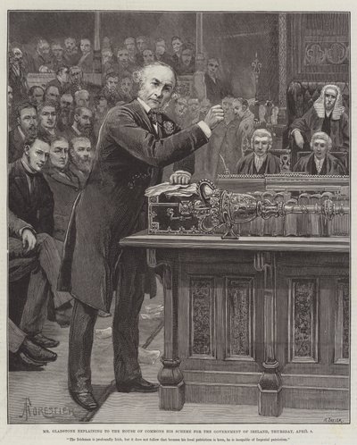 Il Sig. Gladstone che spiega alla Camera dei Comuni il suo Schema per il Governo dell