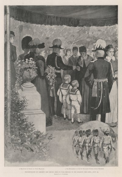 Presentazione delle medaglie della guerra Ashanti e sudafricana da parte di Sua Maestà il Re, 29 luglio da Amedee Forestier