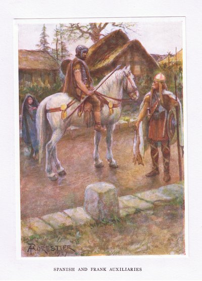 Ausiliari Spagnoli e Franchi, illustrazione da Il Soldato Romano, 1928 da Amedee Forestier