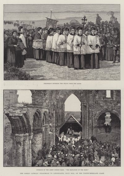 Il pellegrinaggio cattolico romano a Lindisfarne, Holy Isle, sulla costa del Northumberland da Amedee Forestier