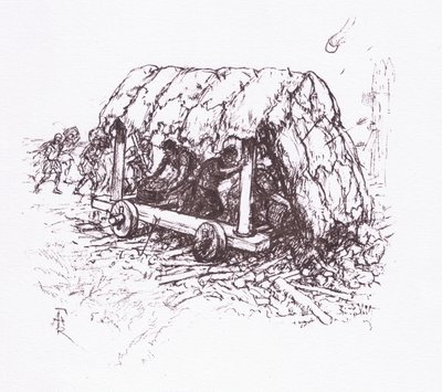 La Tartaruga, una macchina da campo, illustrazione da Il Soldato Romano, 1928 da Amedee Forestier