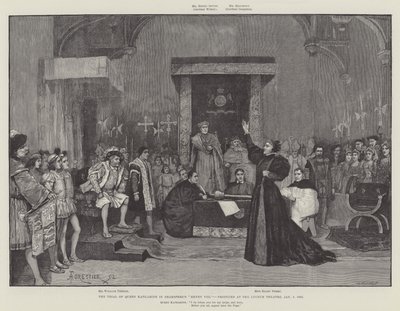 Il processo della regina Caterina in Enrico VIII di Shakespeare, prodotto al Lyceum Theatre, 5 gennaio 1892 da Amedee Forestier