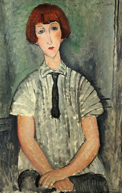 Francese:  Jeune Fille au corsage rayé Giovane ragazza con camicetta a righe da Amedeo Modigliani