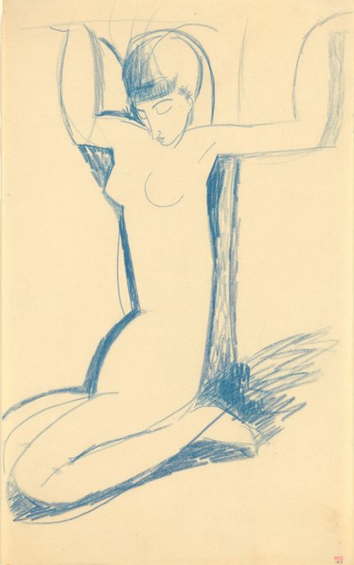 Cariatide blu inginocchiata (Anna Akhmatova) da Amedeo Modigliani