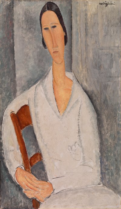 Madame Hanka Zborowska appoggiata a una sedia da Amedeo Modigliani