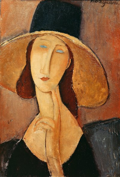 Ritratto di Jeanne Hebuterne con un grande cappello, c.1918-19 da Amedeo Modigliani