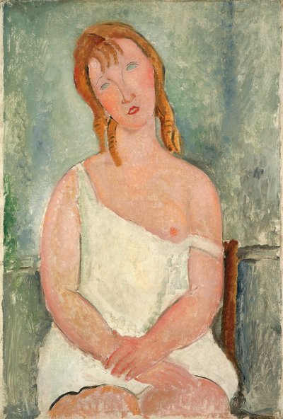 Giovane ragazza seduta in camicia da Amedeo Modigliani