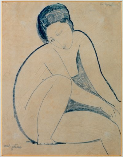 Nudo seduto (inchiostro su carta) da Amedeo Modigliani