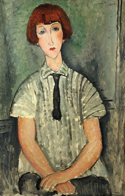 Giovane ragazza con una maglietta a righe da Amedeo Modigliani