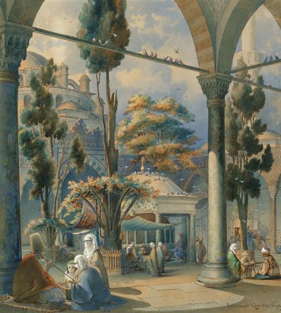 Cortile della Moschea del Sultano Bayezid a Costantinopoli da Amedeo Preziosi