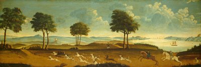 Scena di caccia con un porto da American 18th Century