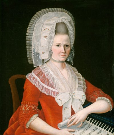Signora con grande cappello bianco da American 18th Century