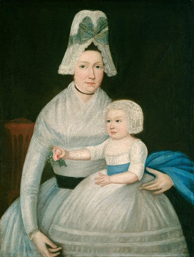Madre e figlio in bianco da American 18th Century