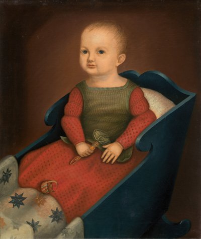 Bambino nella Culla Blu da American 19th Century