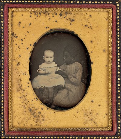Ritratto di un bambino e una giovane donna da American 19th Century