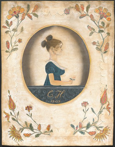 Donna che tiene una rosa da American 19th Century