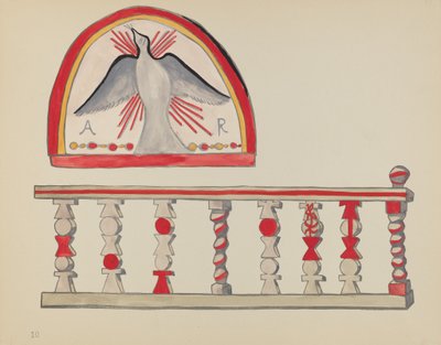 Tavola 10: Lunetta dello Spirito Santo: Dal portfolio "Disegni coloniali spagnoli del Nuovo Messico" da American 20th Century