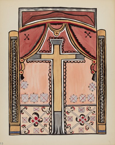 Tavola 13: Design con Croce, Chimayo: Dal Portfolio "Designs Colonial Spagnoli del Nuovo Messico" da American 20th Century