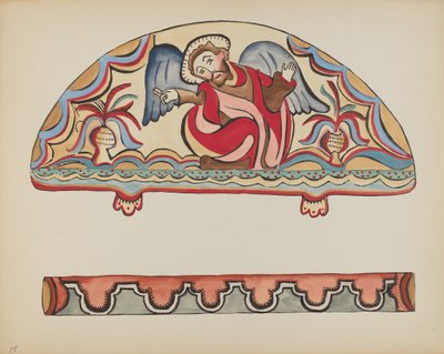 Piastra 15: La creazione (Lunetta): Dal portfolio "Design coloniali spagnoli del Nuovo Messico" da American 20th Century