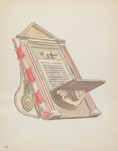 Tavolo da lettura, Chimayo: dal portfolio "Design coloniali spagnoli del Nuovo Messico" da American 20th Century