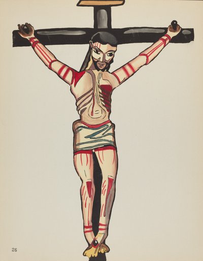 Tavola 26: Cristo crocifisso: dal portfolio "Disegni coloniali spagnoli del Nuovo Messico" da American 20th Century