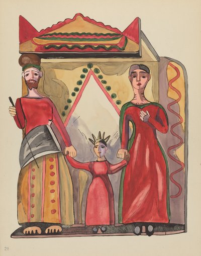 Piatto 28: La Sacra Famiglia: dal portfolio "Design coloniali spagnoli del Nuovo Messico" da American 20th Century